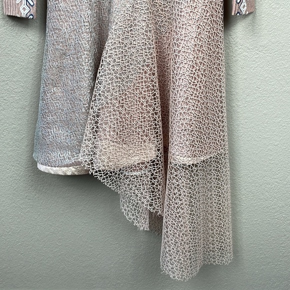 Peter Pilotto Embroidered Mesh Net Overlay Long Sleeve Asymmetric Dress Sz 10 - Picture 4 of 13